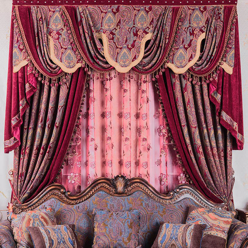 Office Furniture Hong Kong - Barokke Luxe Gordijnen Roze Golvende Valance