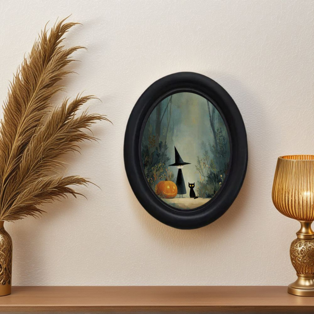 Office Furniture At Home - Een 3D Vintage Halloween-heks en zwarte