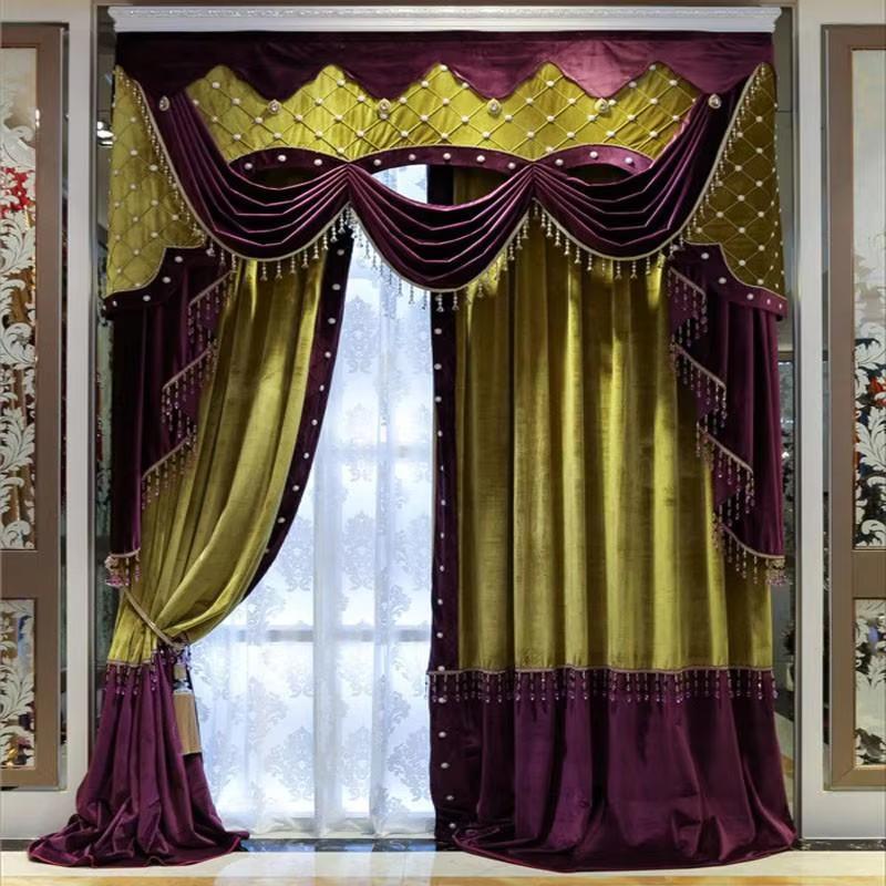 Office Furniture Hong Kong - Patchwork-gordijnen Witte kralen Paars Geel Hotelhal