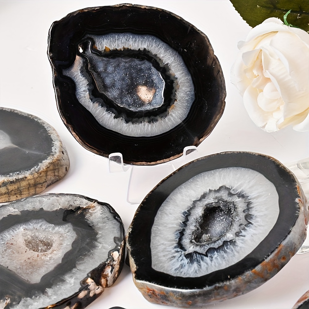 Office Furniture At Home - 1pc natuurlijke zwarte agaat geode slice