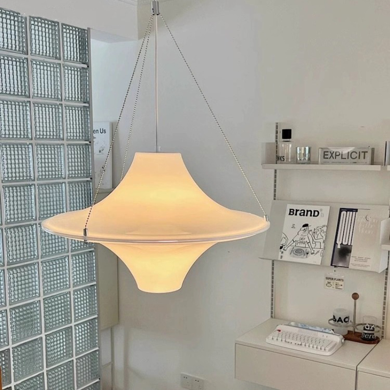 Office Furniture Design - Melkwitte vliegende schotel kroonluchter eettafel lamp